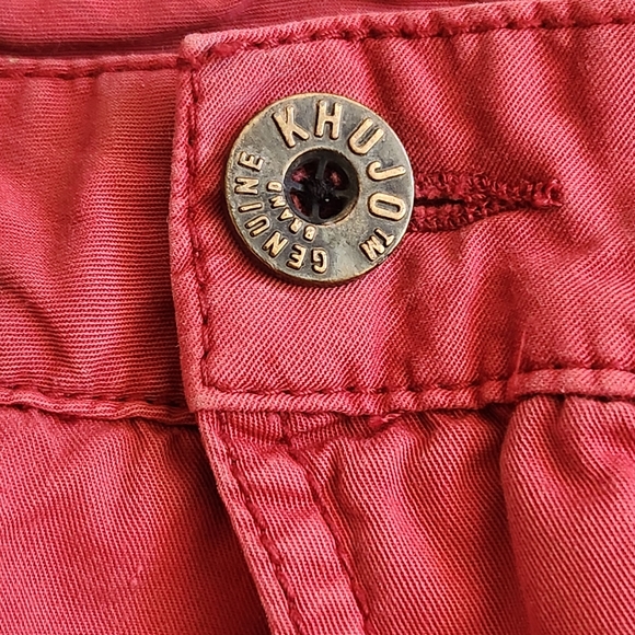 KHUJO Men's Bold Shorts Size 36 Red Faded Grunge Distressed Cargo - Picture 8 of 13